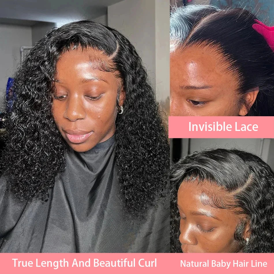 Velara Hair Deep Wave Curly Bob Lace Front Wig – 200% Density Human Hair (13×4 Frontal)