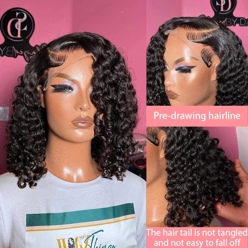Velara Hair Deep Wave Curly Bob Lace Front Wig – 200% Density Human Hair (13×4 Frontal)