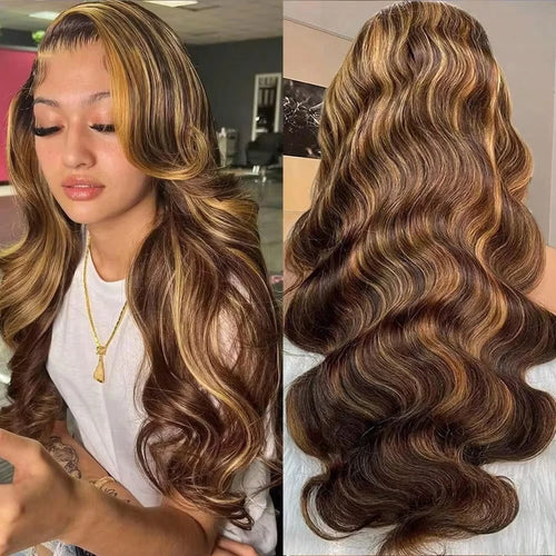 Velara Hair Highlight Body Wave HD Lace Human Hair Wig – 13x4 / 13x6 Frontal