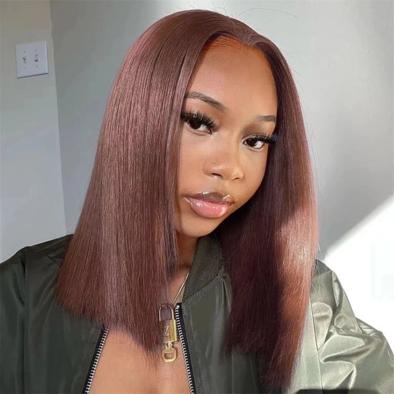 Velara Hair 13x4 HD Lace Front Burgundy Bob Wig Human Hair – Straight 99J Colored Bob Wig (8–14 Inch, 200% Density)