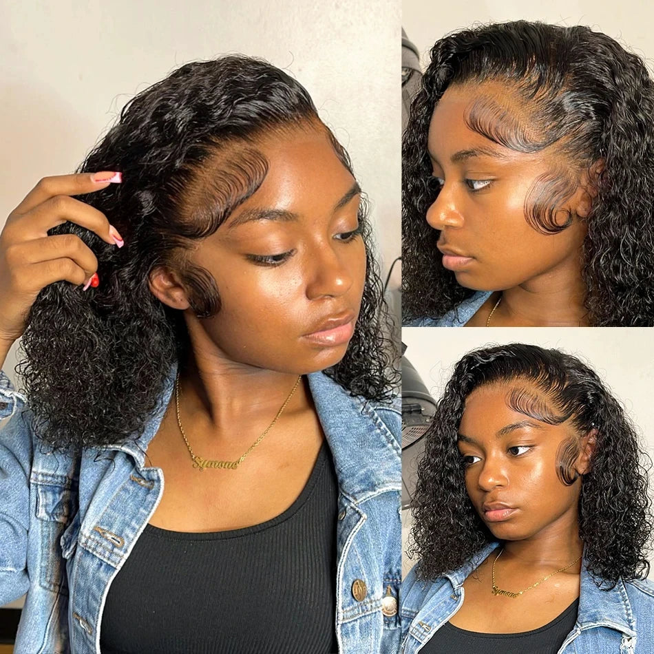 Velara Hair Deep Wave Curly Bob Lace Front Wig – 200% Density Human Hair (13×4 Frontal)