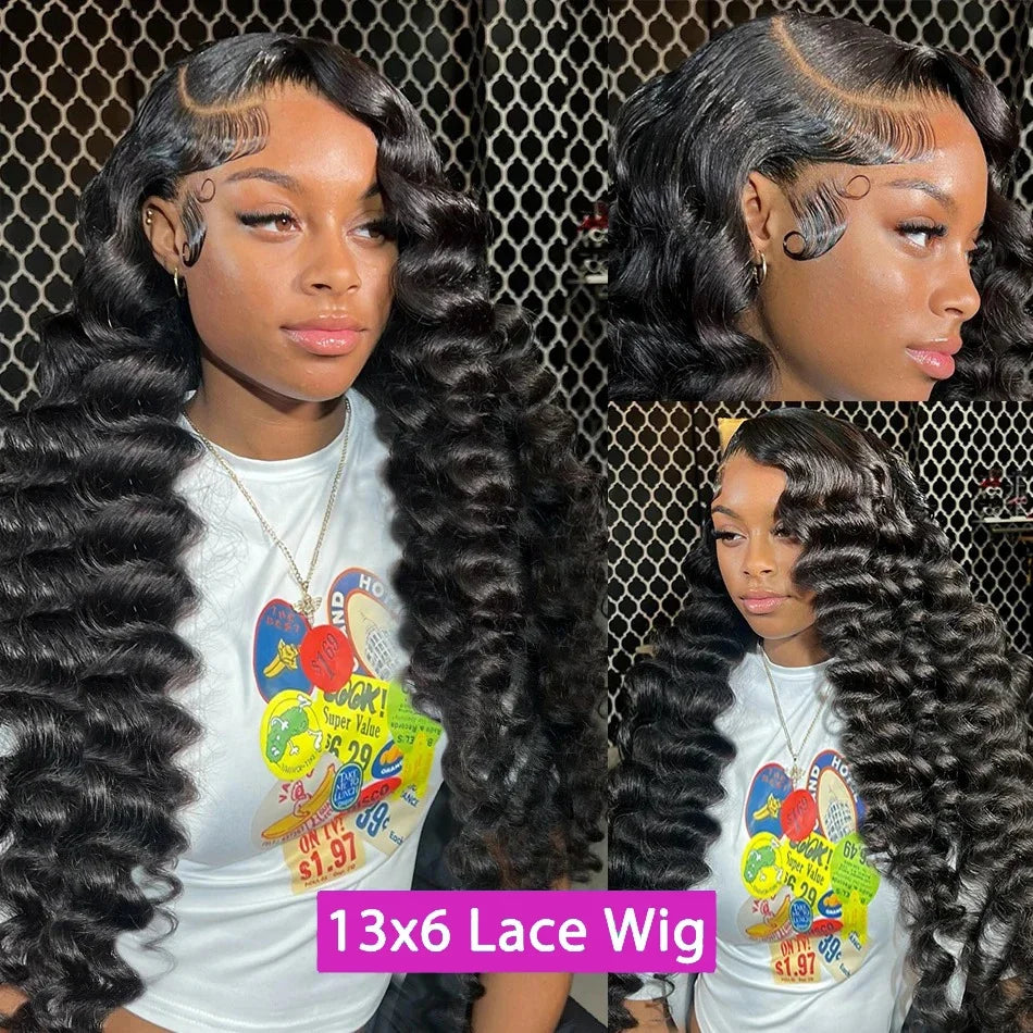 Velara Luxe HD Loose Deep Wave 13x6/13x4/360 Lace Front Wig – 30–40” Human Hair (180%–250% Density)