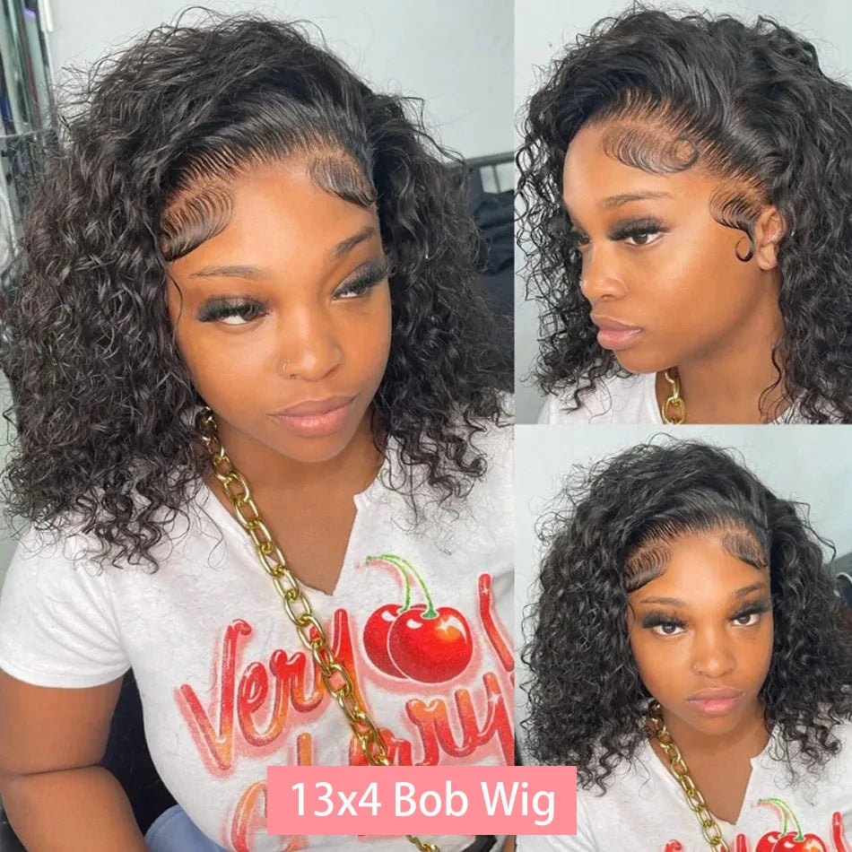 Velara Hair Deep Wave Curly Bob Lace Front Wig – 200% Density Human Hair (13×4 Frontal)