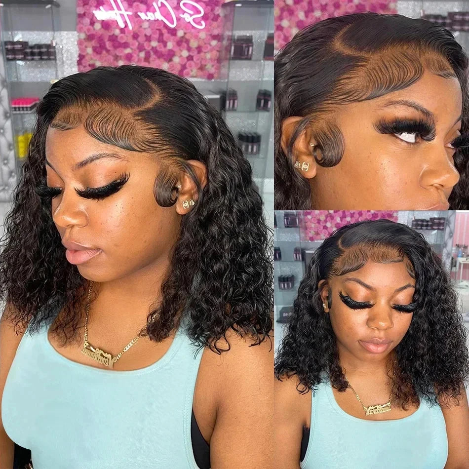 Velara Hair Deep Wave Curly Bob Lace Front Wig – 200% Density Human Hair (13×4 Frontal)