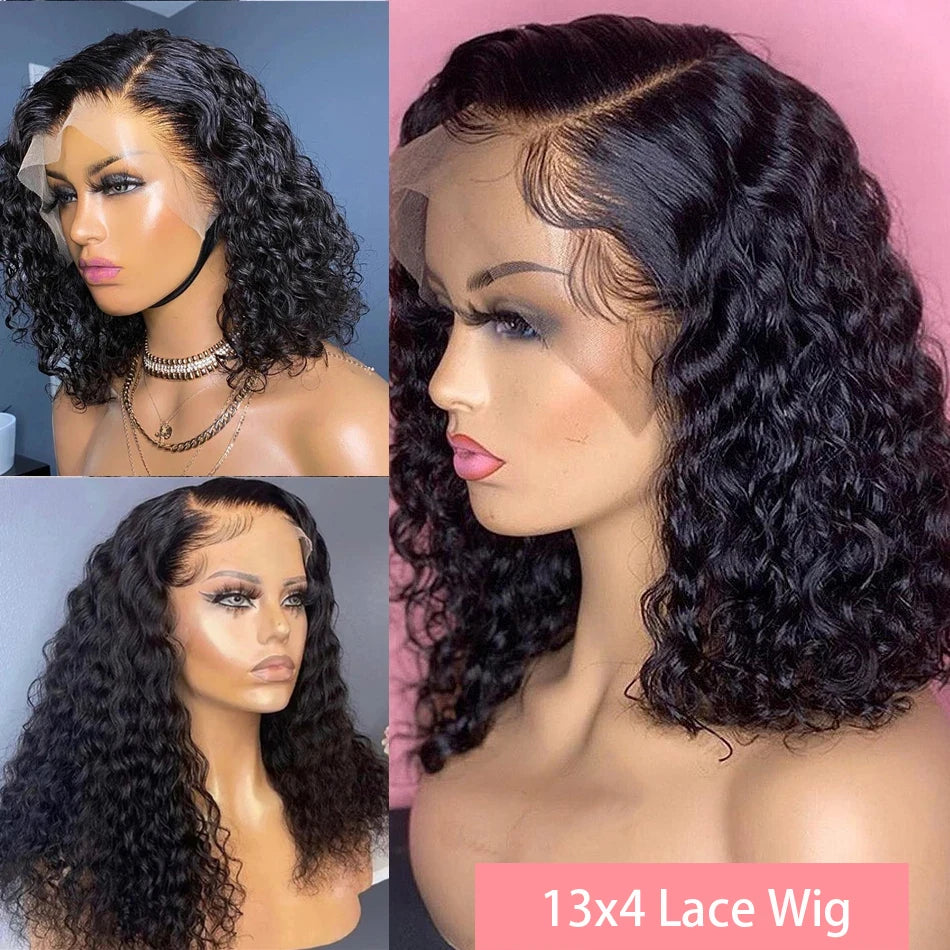 Velara Hair Deep Wave Curly Bob Lace Front Wig – 200% Density Human Hair (13×4 Frontal)