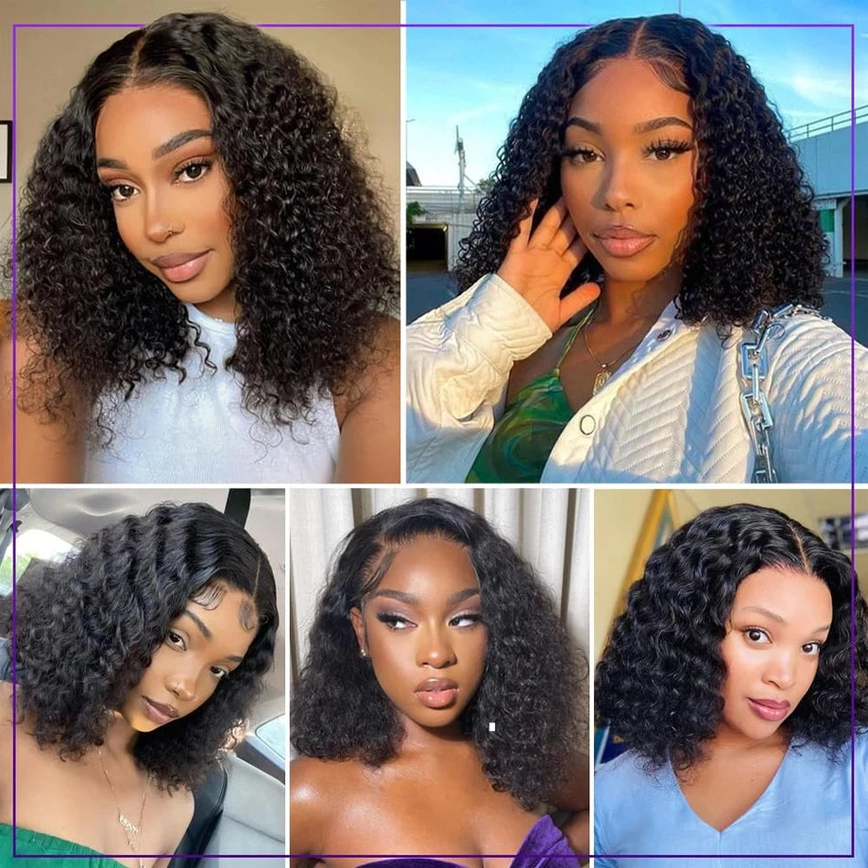 Velara Hair Deep Wave Curly Bob Lace Front Wig – 200% Density Human Hair (13×4 Frontal)