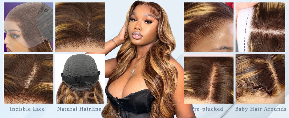 Velara Hair Highlight Body Wave HD Lace Human Hair Wig – 13x4 / 13x6 Frontal