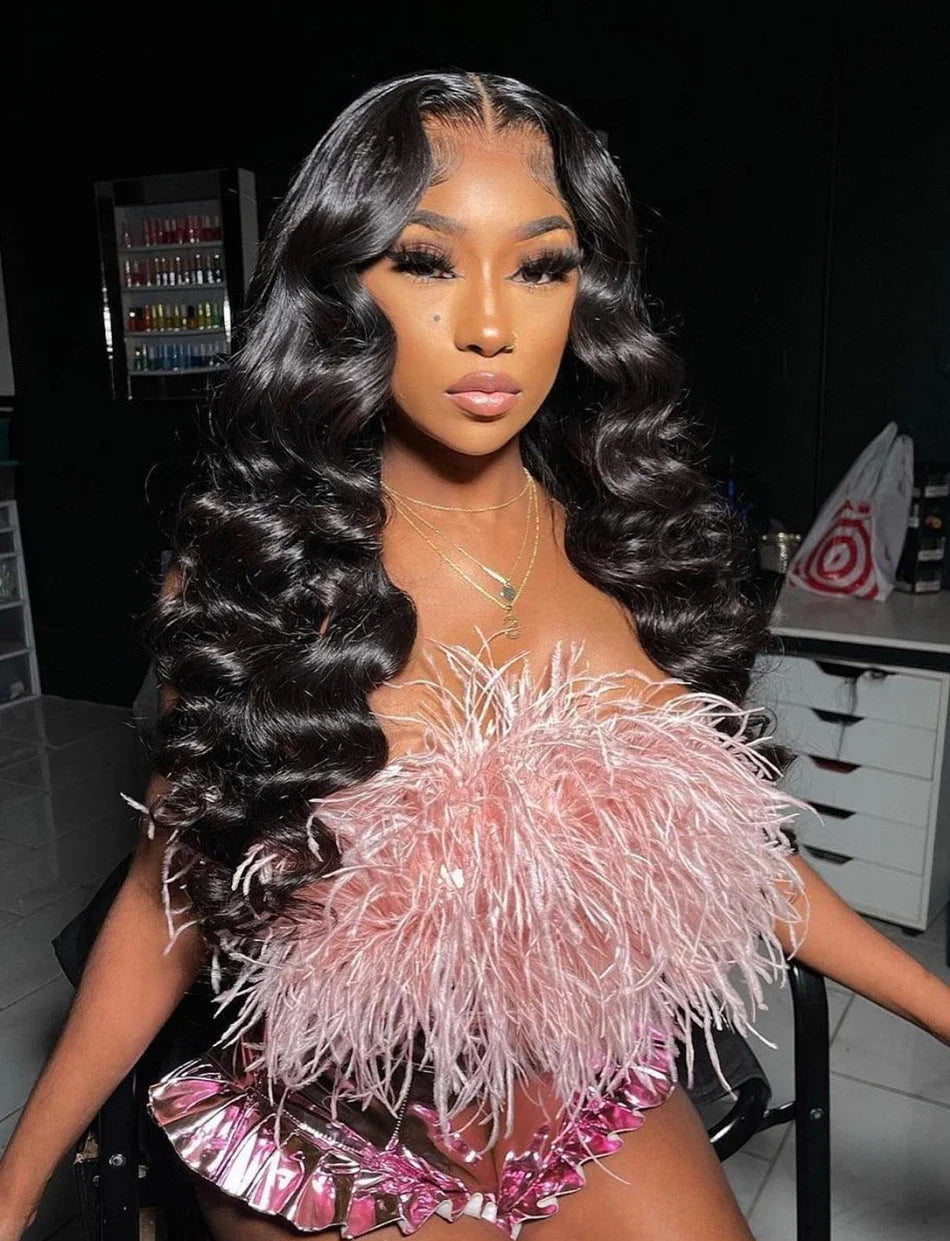 Velara Luxe HD Loose Deep Wave 13x6/13x4/360 Lace Front Wig – 30–40” Human Hair (180%–250% Density)