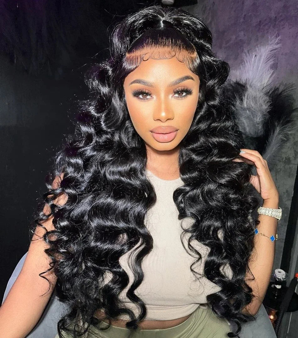 Velara Luxe HD Loose Deep Wave 13x6/13x4/360 Lace Front Wig – 30–40” Human Hair (180%–250% Density)
