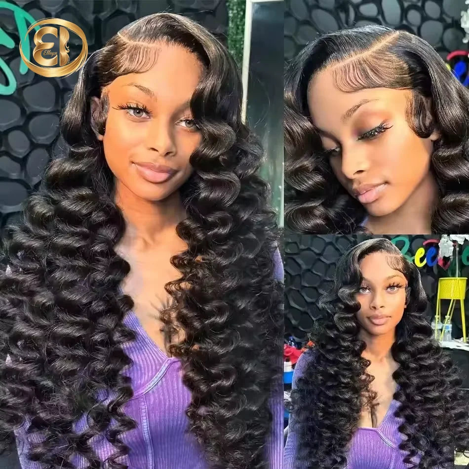 Velara Luxe HD Loose Deep Wave 13x6/13x4/360 Lace Front Wig – 30–40” Human Hair (180%–250% Density)