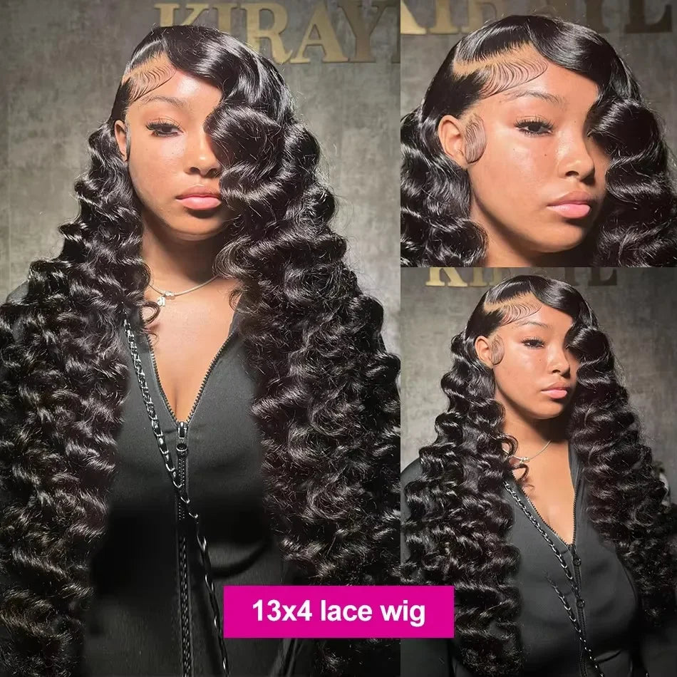 Velara Luxe HD Loose Deep Wave 13x6/13x4/360 Lace Front Wig – 30–40” Human Hair (180%–250% Density)
