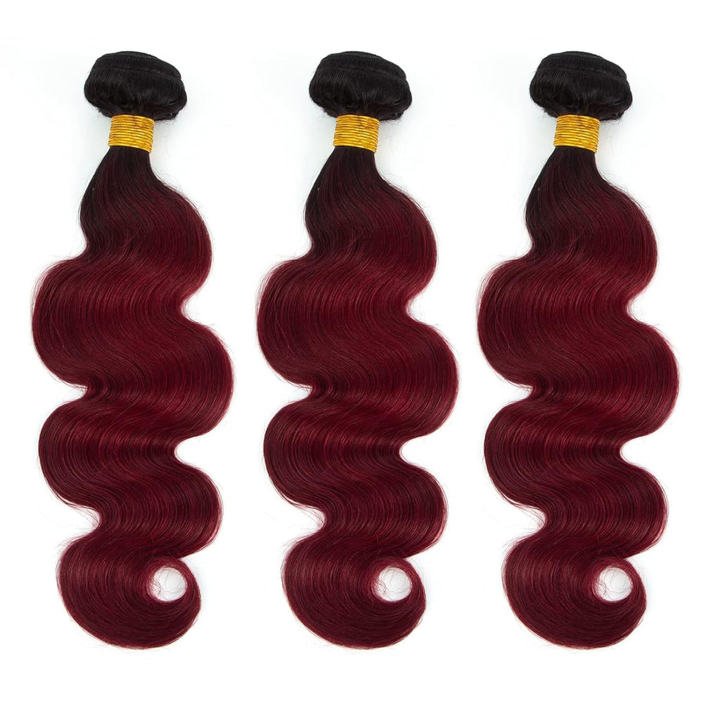 1B/99J Ombre Body Wave Bundles Human Hair 3 Bundles Human Hair Body Wave 100% Unprocessed Brazilian Virgin Hair(1B/99J-Bb-26 28 30Inch)